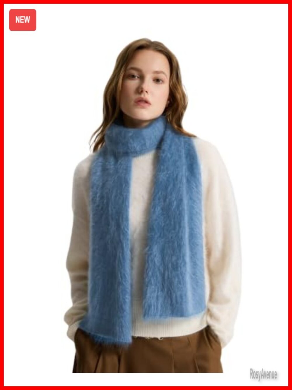 100% Pure Brushed Cashmere Scarf Warm Soft Winter Knitted Shawl for Women